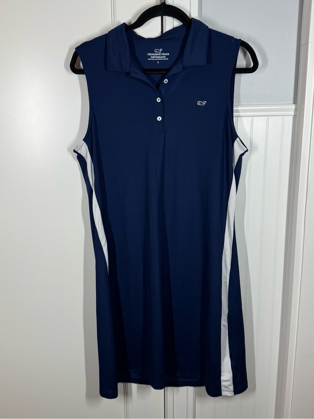 Vineyard Vines Navy Blue Sleeveless Polo Mini Dress with White Side Panels